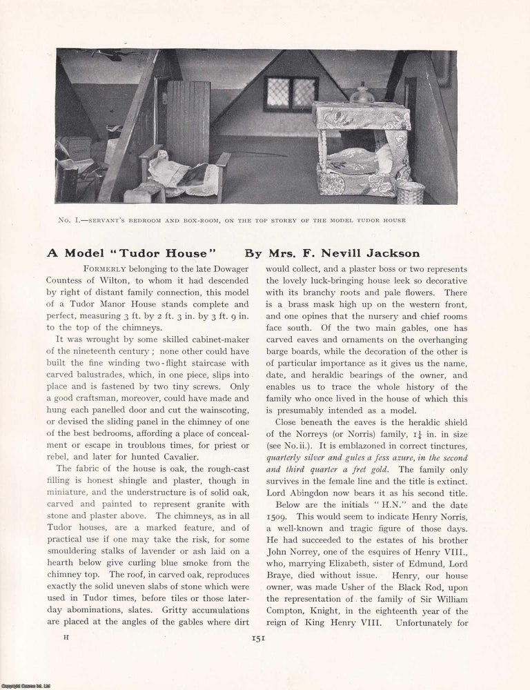 Item #421319 A Model 'Tudor House'. An original article from The Connoisseur, 1927. Mrs F. Nevill...