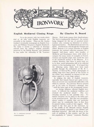 Item #421325 English Medieval Ironwork Closing Rings. An original article from The Connoisseur,...