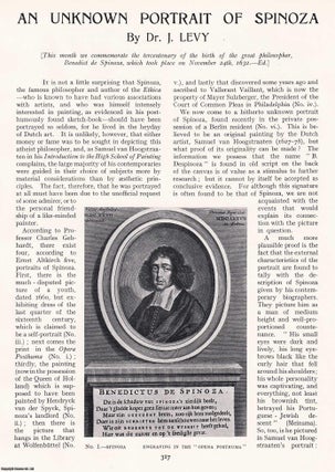 Item #421392 An Unknown Portrait of Spinoza. An original article from The Connoisseur, 1932. Dr...