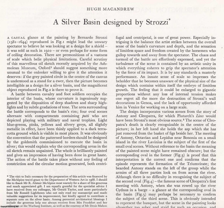 Item #421401 A Silver Basin Designed by Strozzi. 9 pages, with illustrations. An article printed...