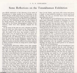 Item #421406 Some Reflections on the Tutankhamun Exhibition. An original article from The...