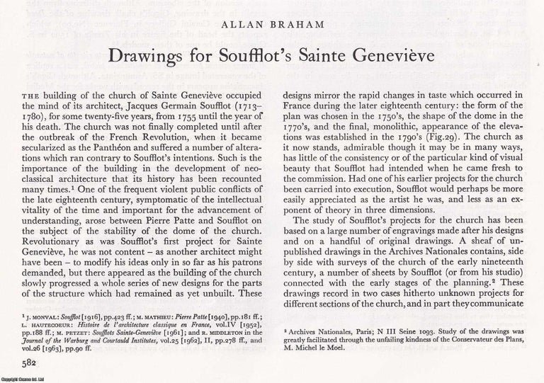 Item #421427 Drawings for Soufflot's Sainte Genevieve Church in Paris. 10 pages, with...