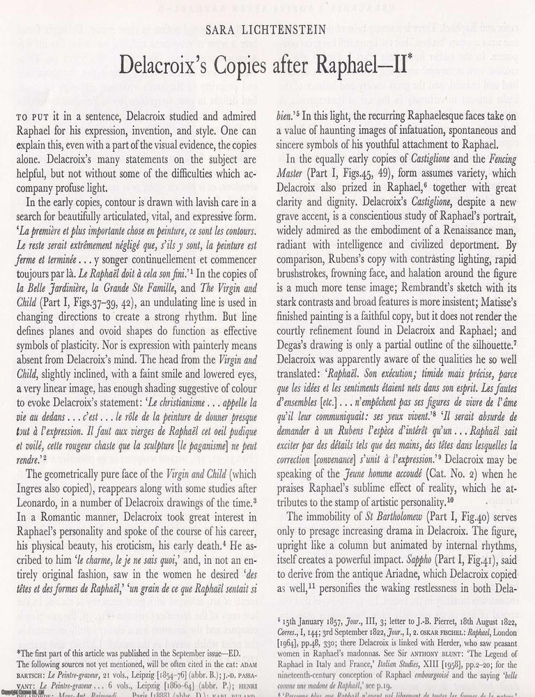 Item #421428 Delacroix' Copies after Raphael, Part 2 only. 10 pages, with illustrations. An...