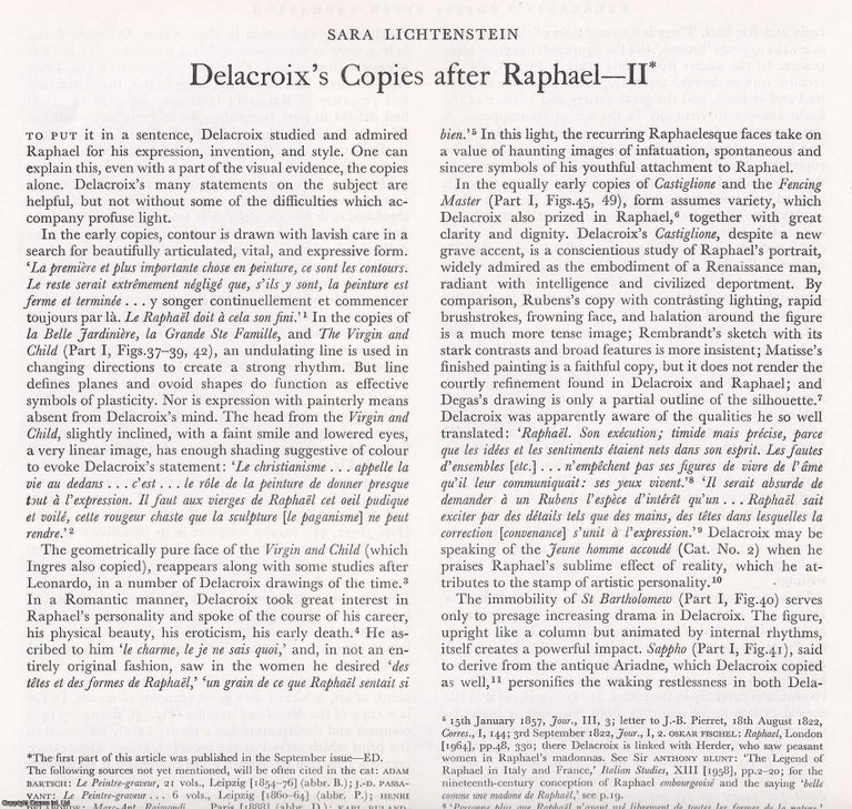 Item #421428 Delacroix' Copies after Raphael, Part 2 only. 10 pages, with illustrations. An...