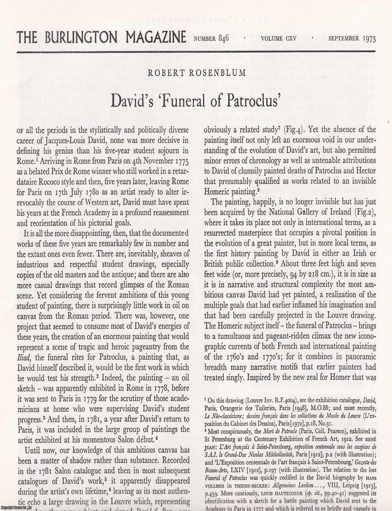 Item #421429 Jacques-Louis David's 'Funeral of Patroclus'. 11 pages, with...
