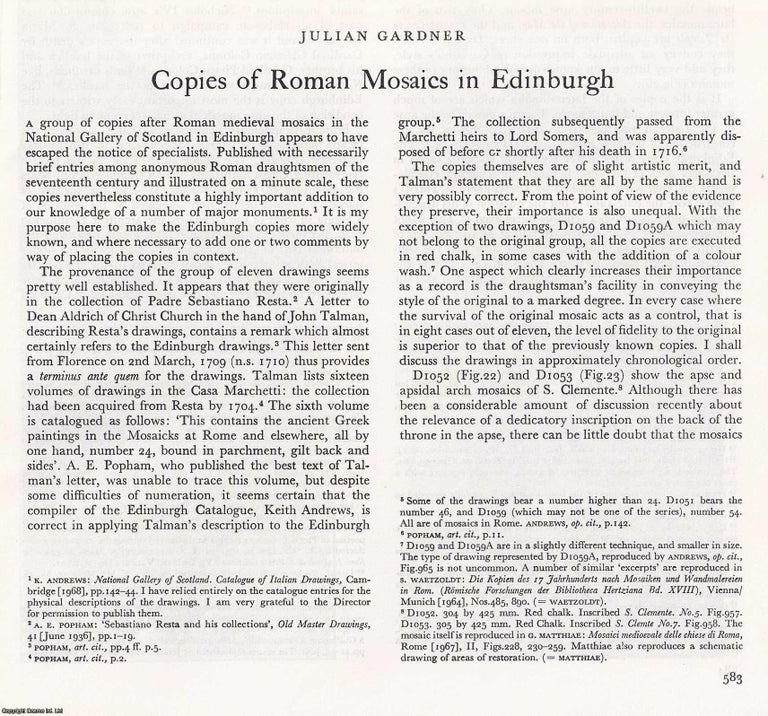 Item #421430 Copies of Roman Mosaics in Edinburgh. 9 pages, with illustrations. An article...