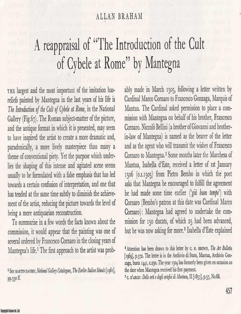 Item #421432 A Reappraisal of 'The Introduction of the Cult of Cybele at Rome' by...