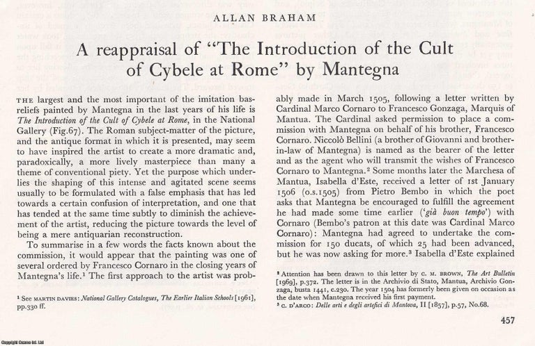 Item #421432 A Reappraisal of 'The Introduction of the Cult of Cybele at Rome' by...