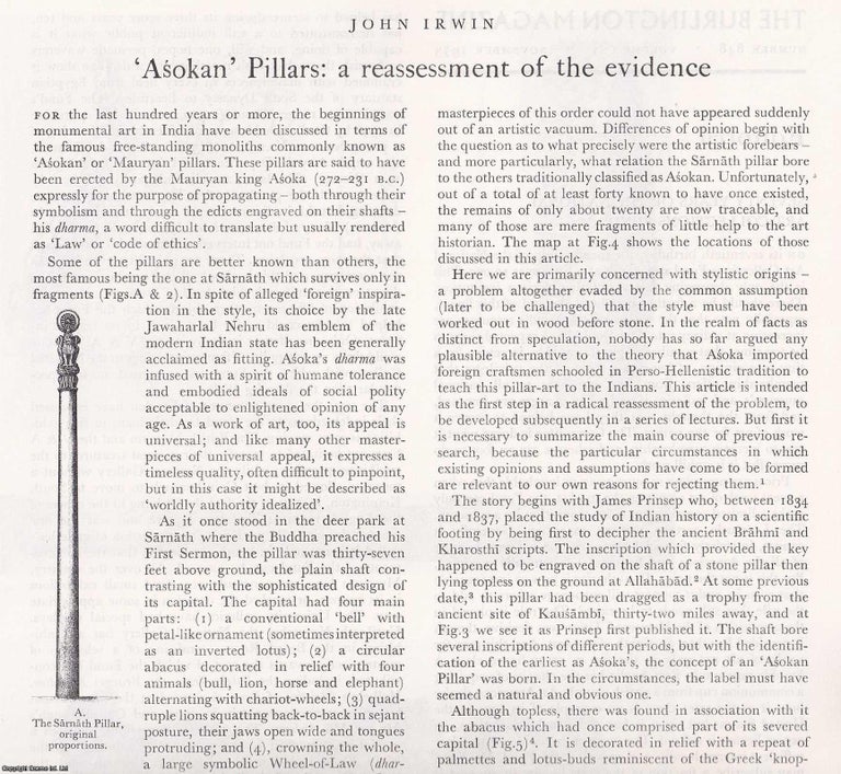 Item #421437 Asokan or Mauryan Pillars : The beginnings of Monumental Art in India. A...
