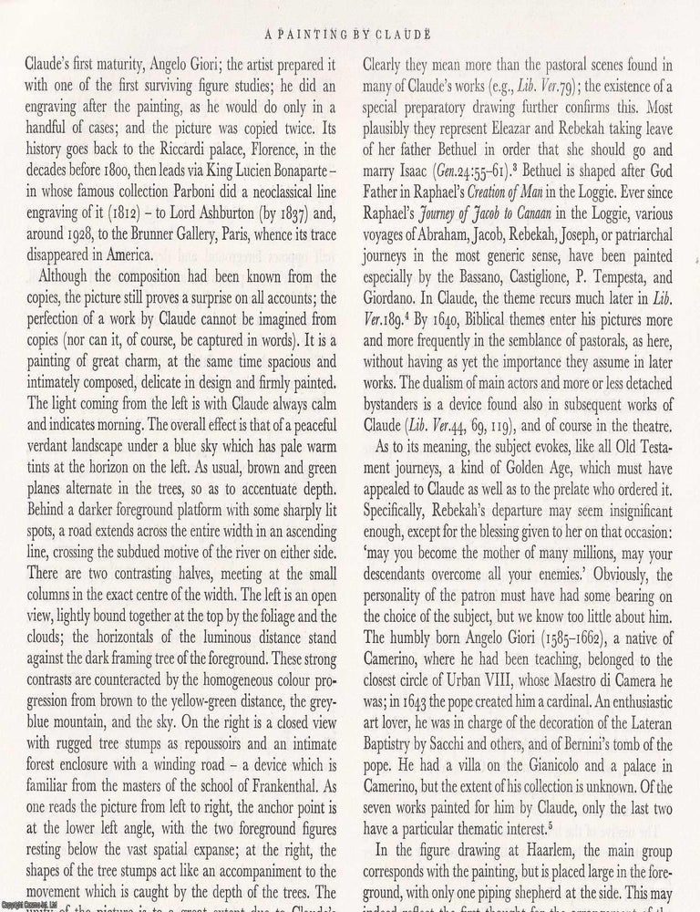 Item #421439 A Painting by Claude Lorrain. 6 pages, with illustrations. An article printed in...