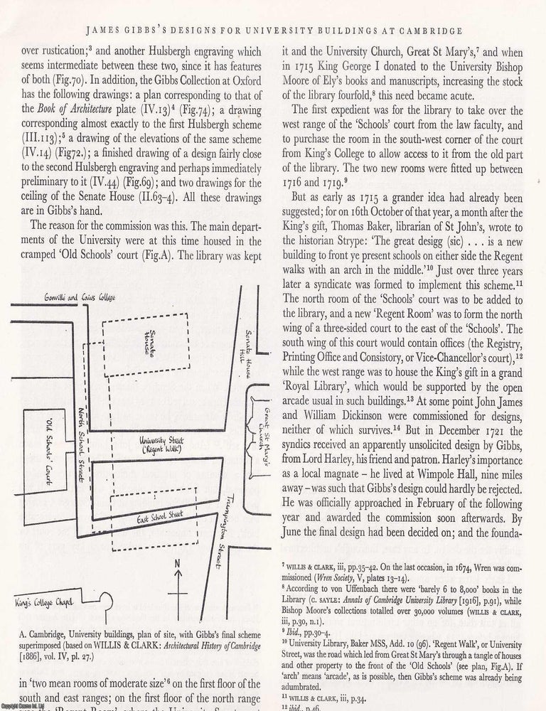 Item #421442 James Gibbs' Designs for University Buildings at Cambridge. 7 pages, with...
