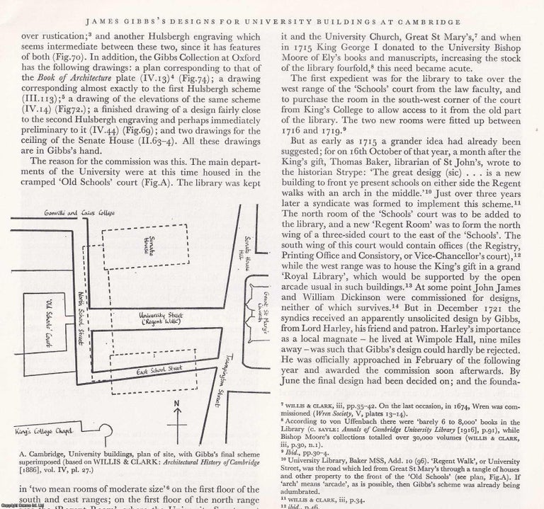 Item #421442 James Gibbs' Designs for University Buildings at Cambridge. 7 pages, with...