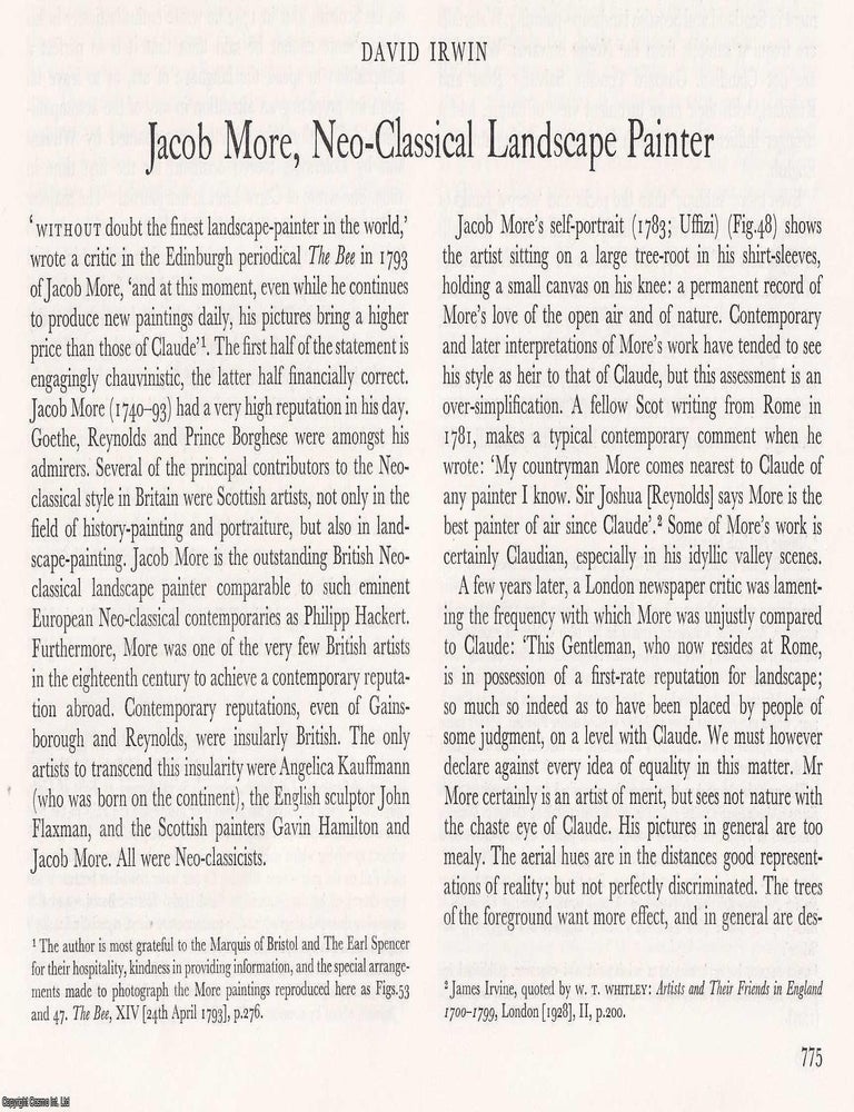 Item #421445 Jacob More, Neo-Classical Landscape Painter. 6 pages, with illustrations. An article...