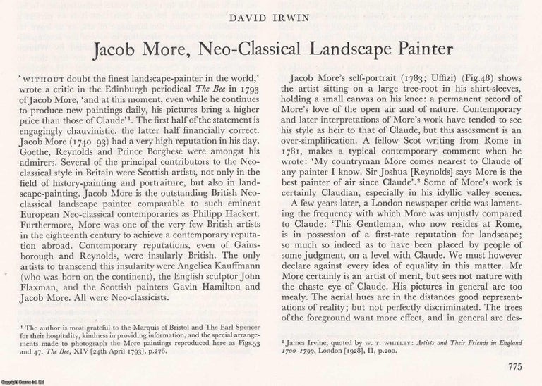 Item #421445 Jacob More, Neo-Classical Landscape Painter. 6 pages, with illustrations. An article...