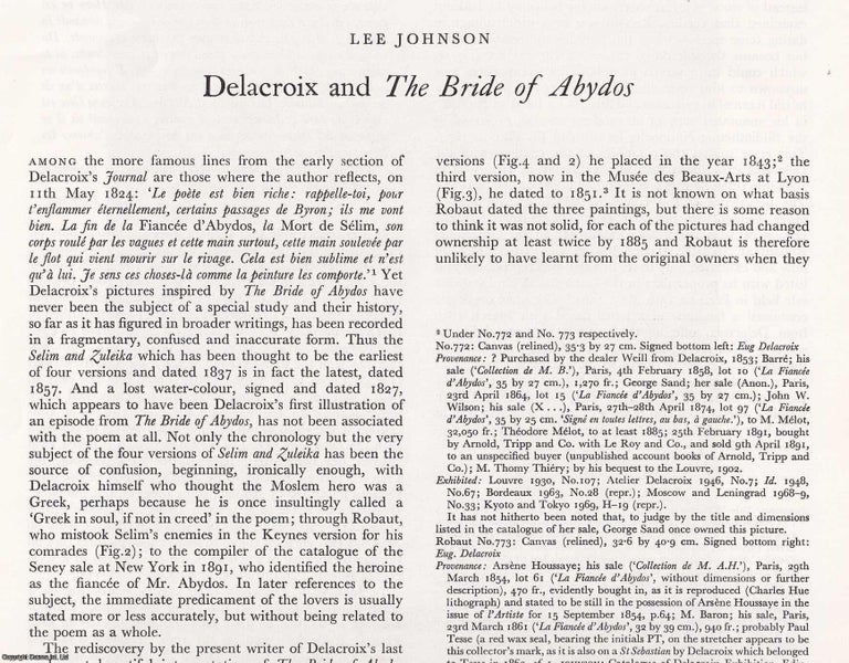 Item #421450 Delacroix and The Bride of Abydos. 8 pages, with illustrations. An article printed...