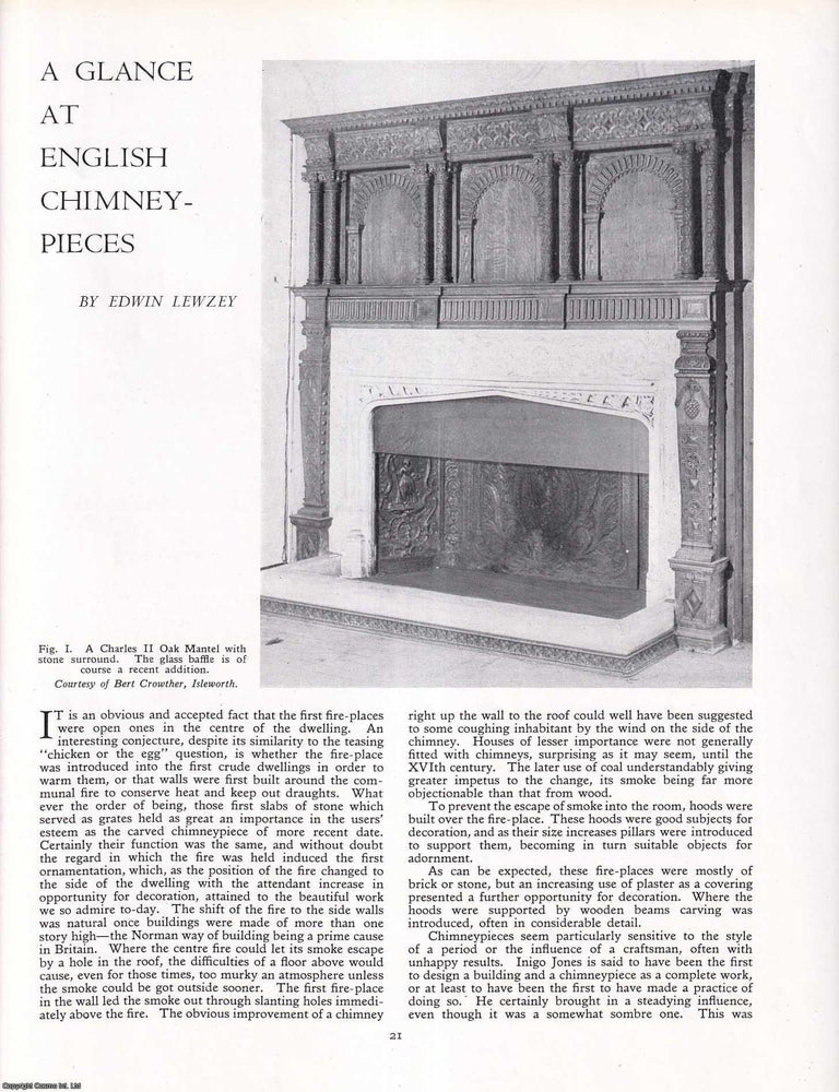 Item #421485 A Glance at English Chimney-Pieces. 3 pages, illustrated. An article printed in...