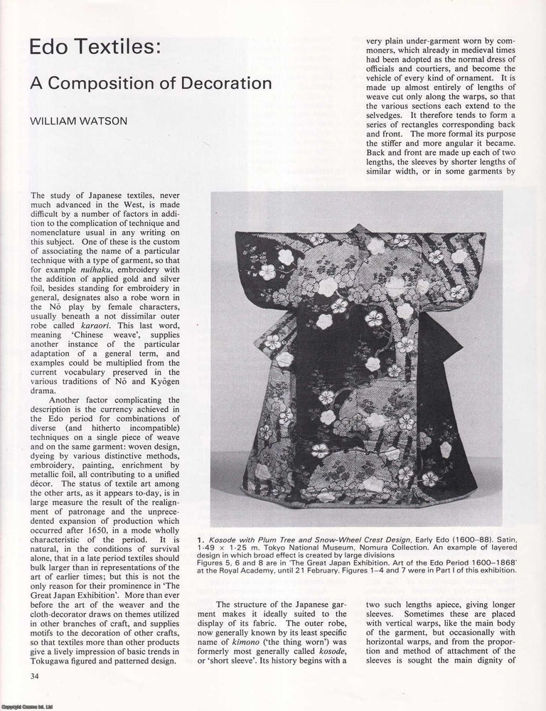 Item #421526 Japanese Edo Textiles: A Composition of Decoration. Together with, Japanese Prints...