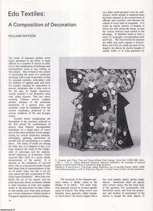 Japanese Edo Textiles: A Composition of Decoration. Together with, Japanese. William Watson, Lawrence Smith.