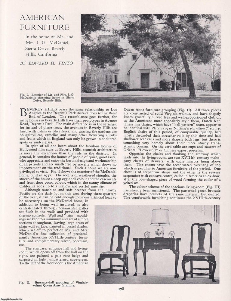 Item #421578 American Furniture in the Home of Mr and Mrs I.G. McDaniel, Sierra Drive, Beverley...