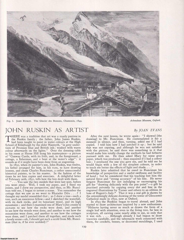 Item #421662 John Ruskin as Artist. An original article from Apollo, International Magazine of...