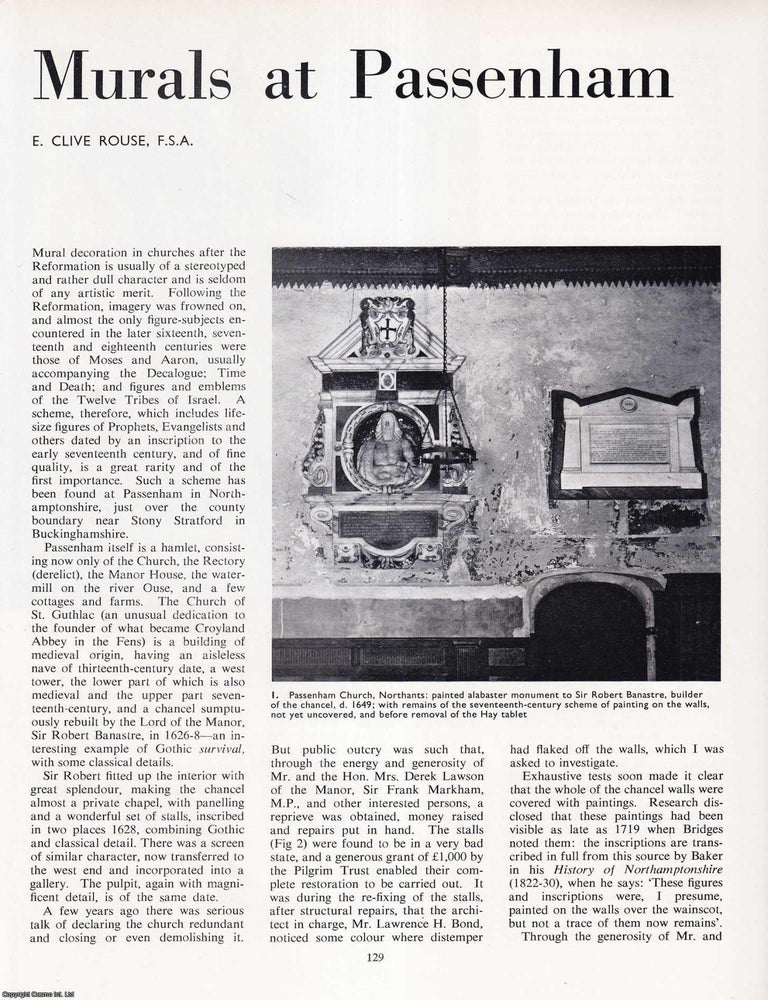 Item #421674 Murals at Passenham Church, Northants. An original article from Apollo,...