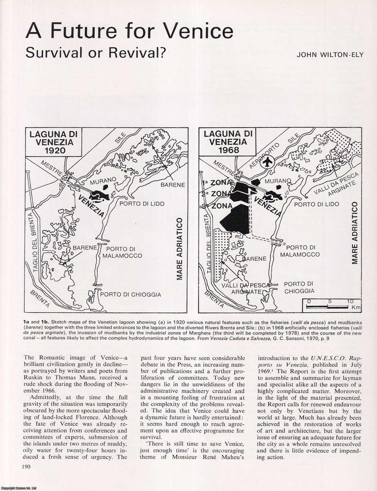 Item #421759 A Future for Venice: Survival or Revival following the Flood of 1966? 12 pages,...