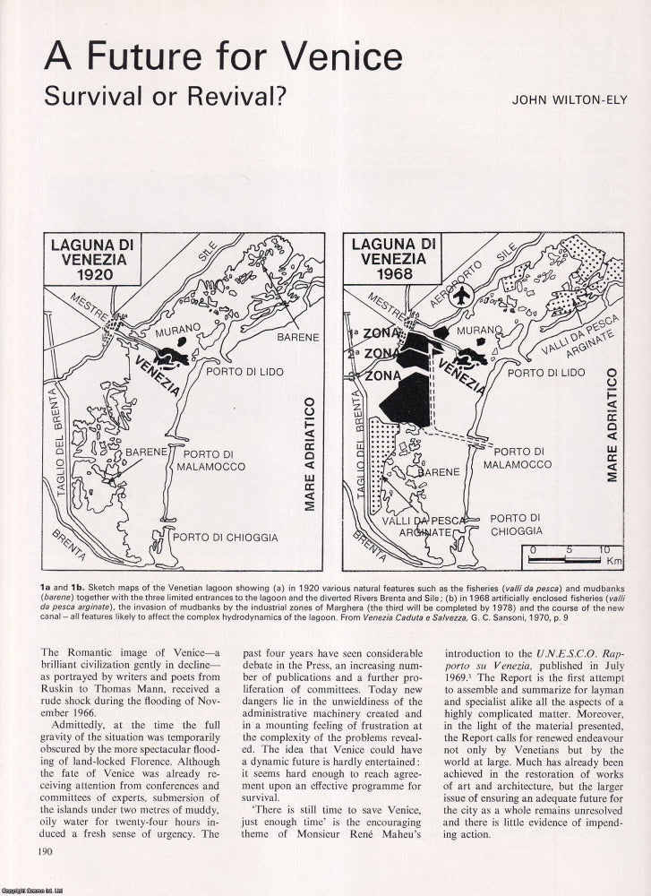 Item #421759 A Future for Venice: Survival or Revival following the Flood of 1966? 12 pages,...