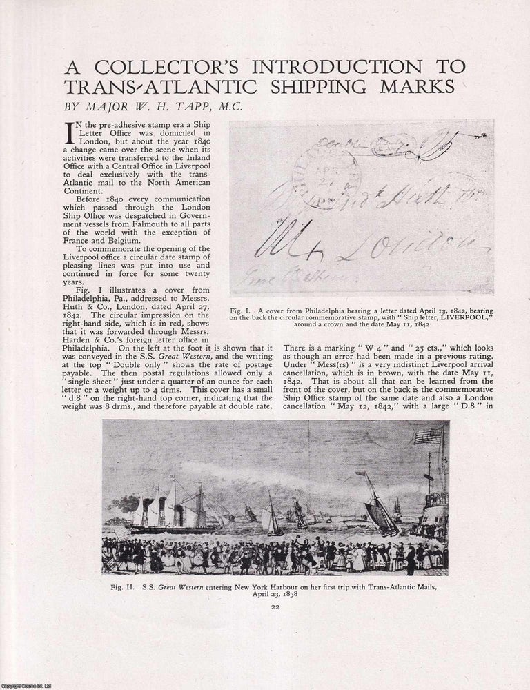 Item #421999 A Collector's Introduction to Trans-Atlantic Shipping Marks. 4 pages,...