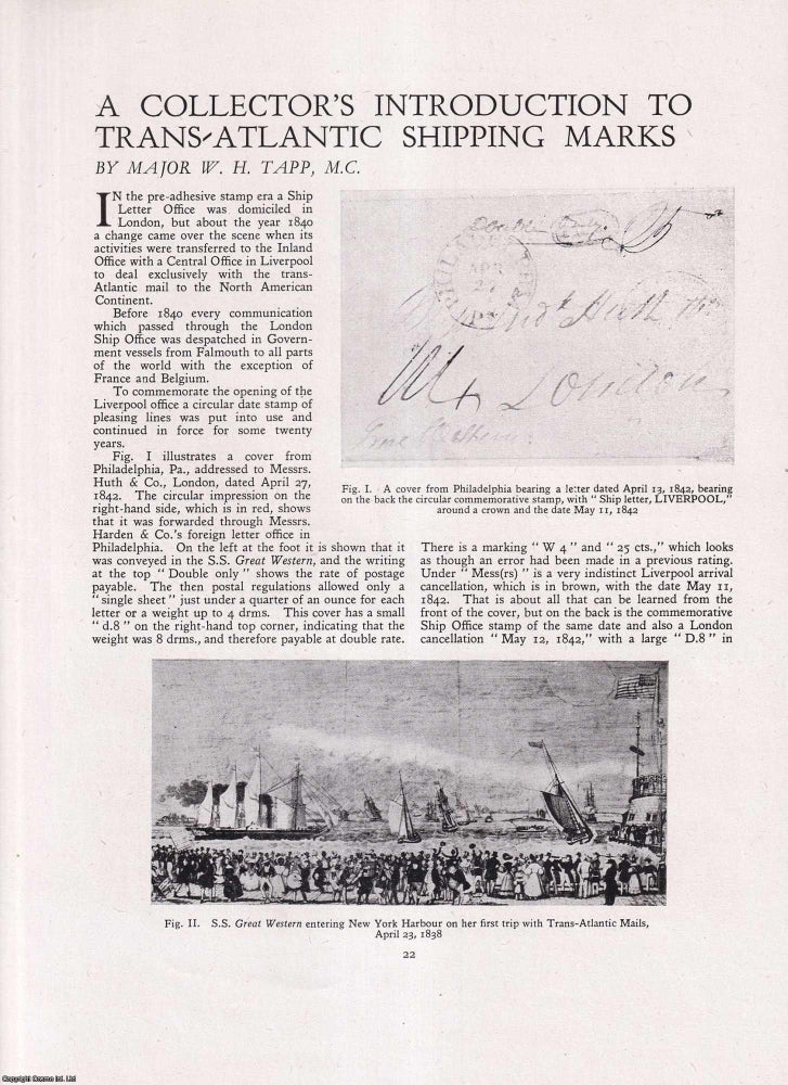 Item #421999 A Collector's Introduction to Trans-Atlantic Shipping Marks. 4 pages,...