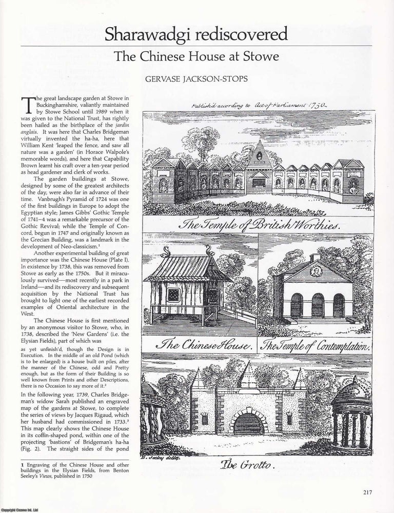 Item #422340 The Chinese House at Stowe: Sharawadgi Rediscovered. An original article from...