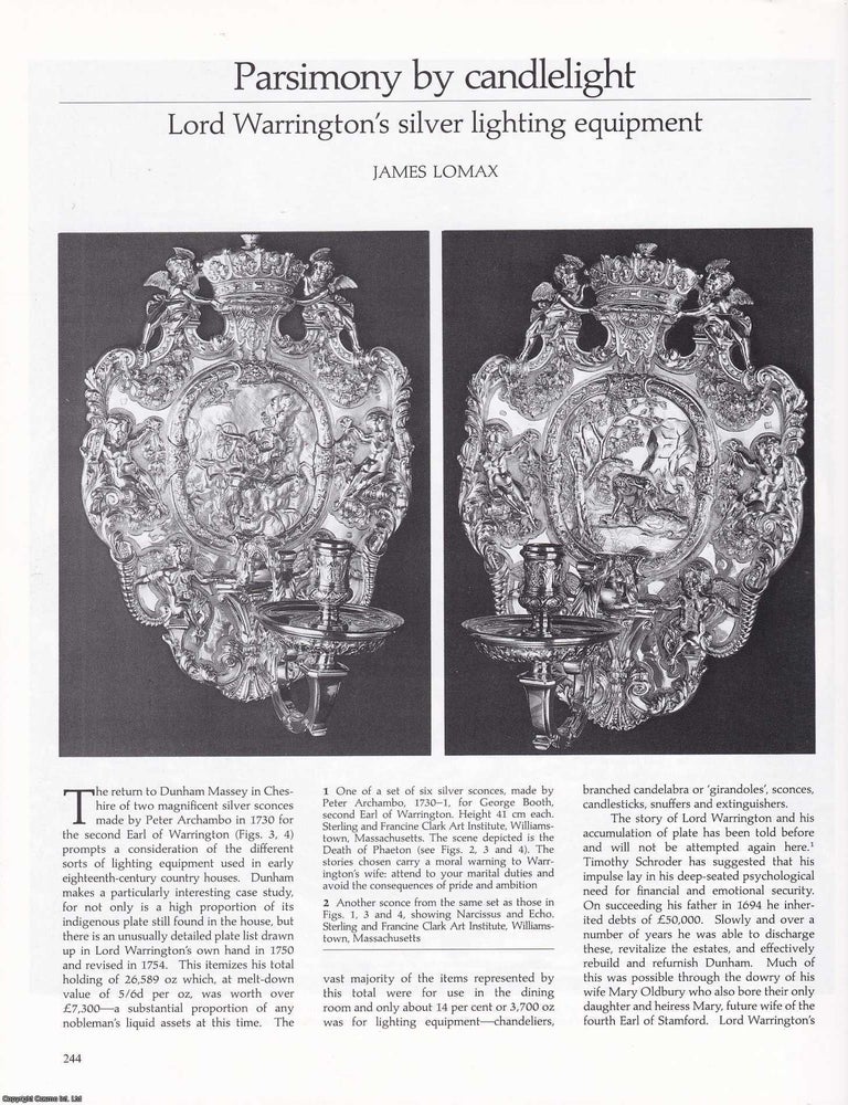 Item #422344 Lord Warrington's Silver Lighting Equipment: Parsimony by Candlelight. An original...