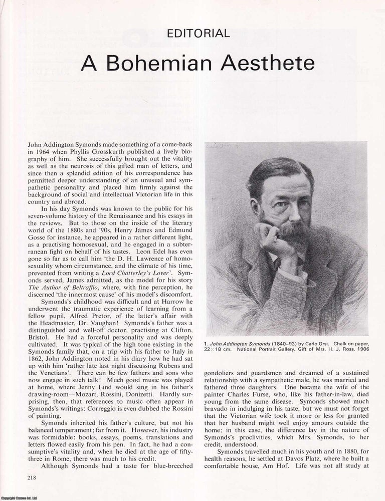 Item #422514 A Bohemian Aesthete: John Addington Symonds (1840-93). 10 pages, illustrated. An...