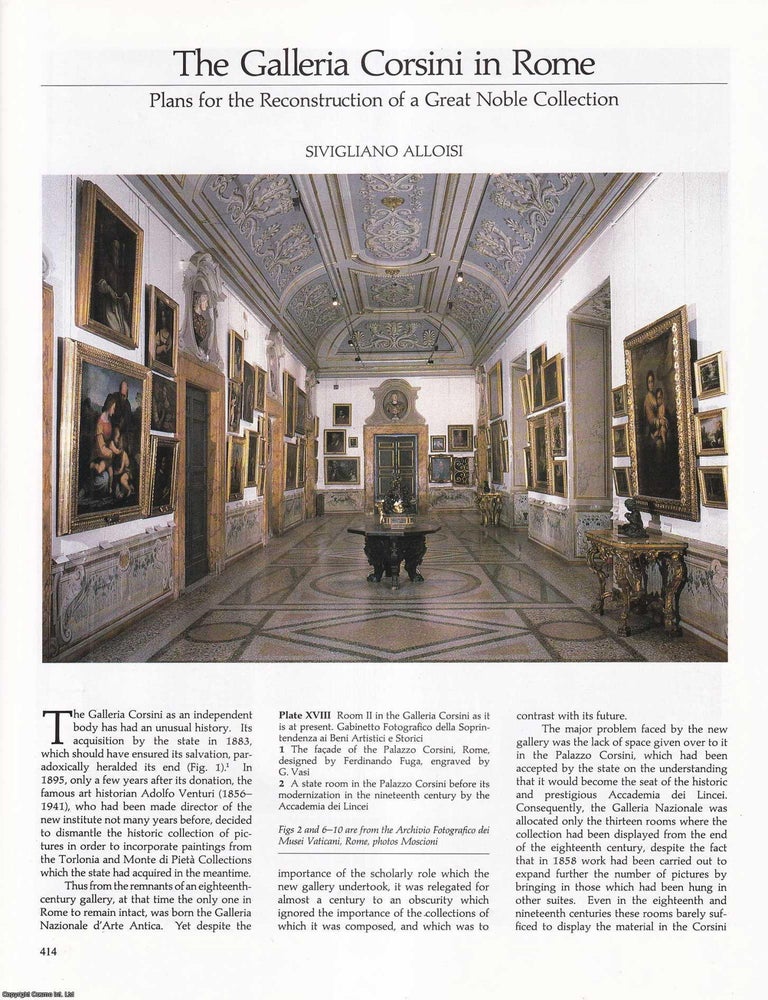 Item #422567 The Galleria Corsini in Rome: Plans for the Reconstruction of a Great Noble...
