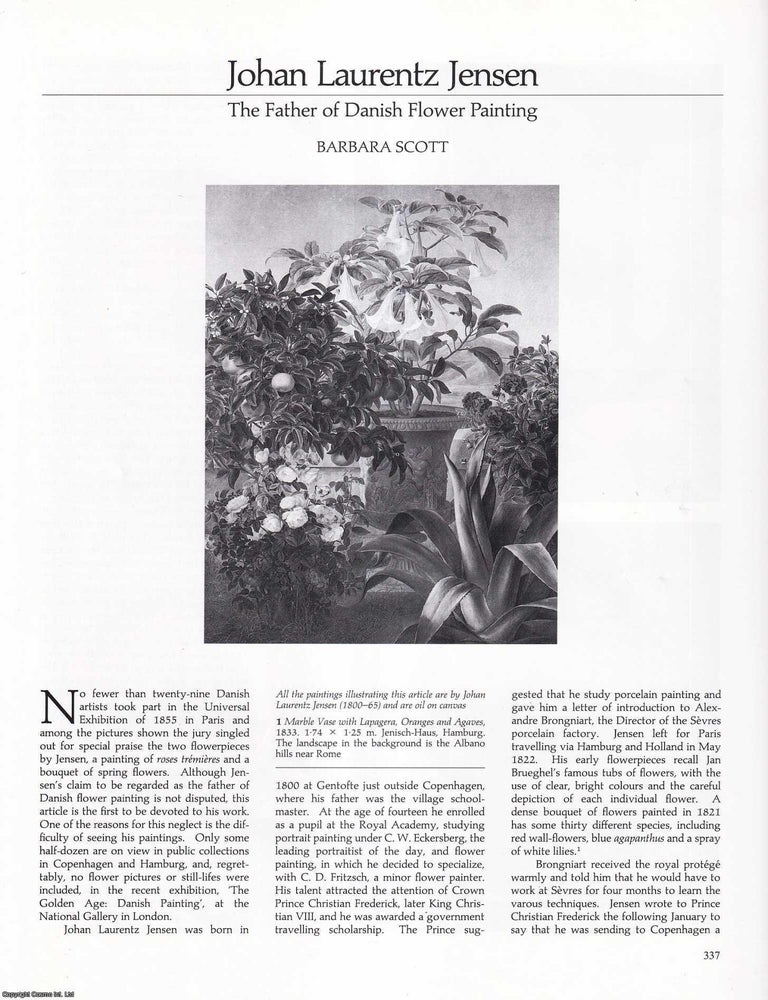 Item #422570 Johan Laurentz Jensen: The Father of Danish Flower Painting. An original article...