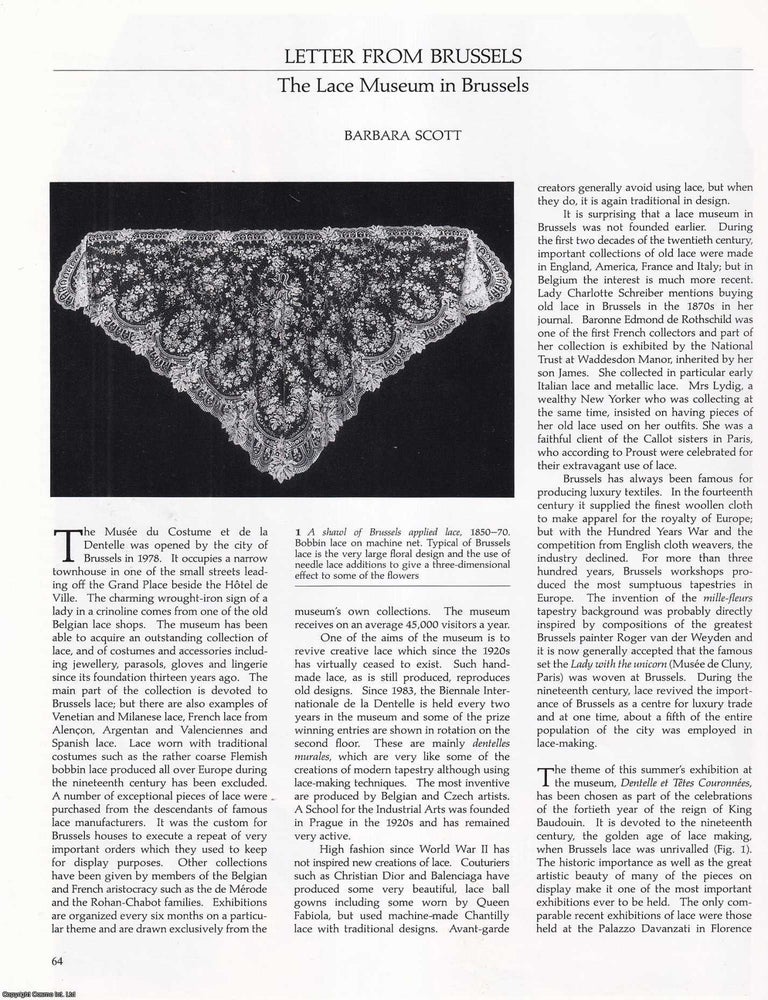 Item #422621 The Lace Museum in Brussels. An original article from Apollo, International Magazine...
