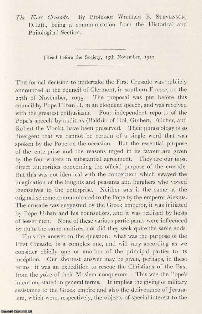 Item #423215 The First Crusade. This is an original article from the Proceedings of the Glasgow...