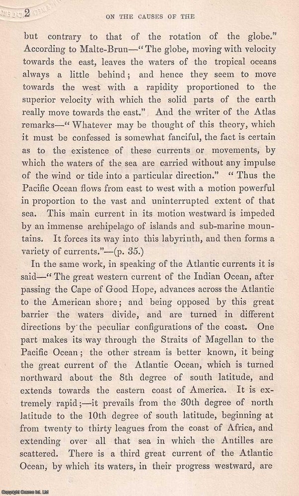 Item #423250 On the Causes of the Great Currents of the Ocean. This is an original article from...