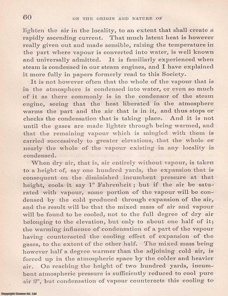 Item #423253 On the Origin and Nature of the Forces that produce Storms. This is an original...