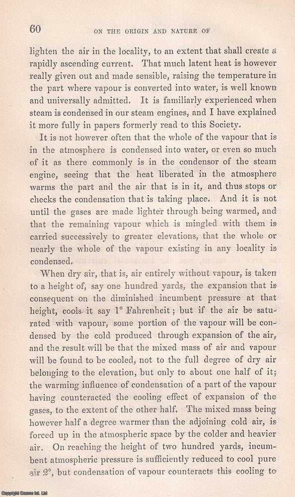 Item #423253 On the Origin and Nature of the Forces that produce Storms. This is an original...