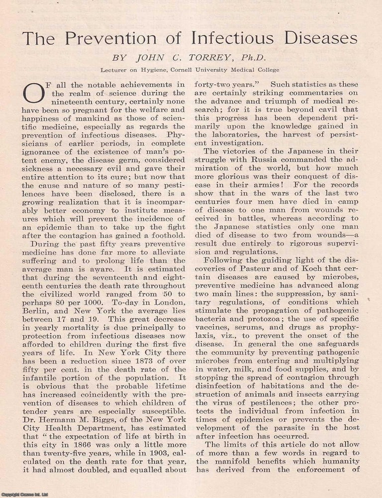 Item #423496 The Prevention of Infectious Diseases. This is an original article from the Harper's...