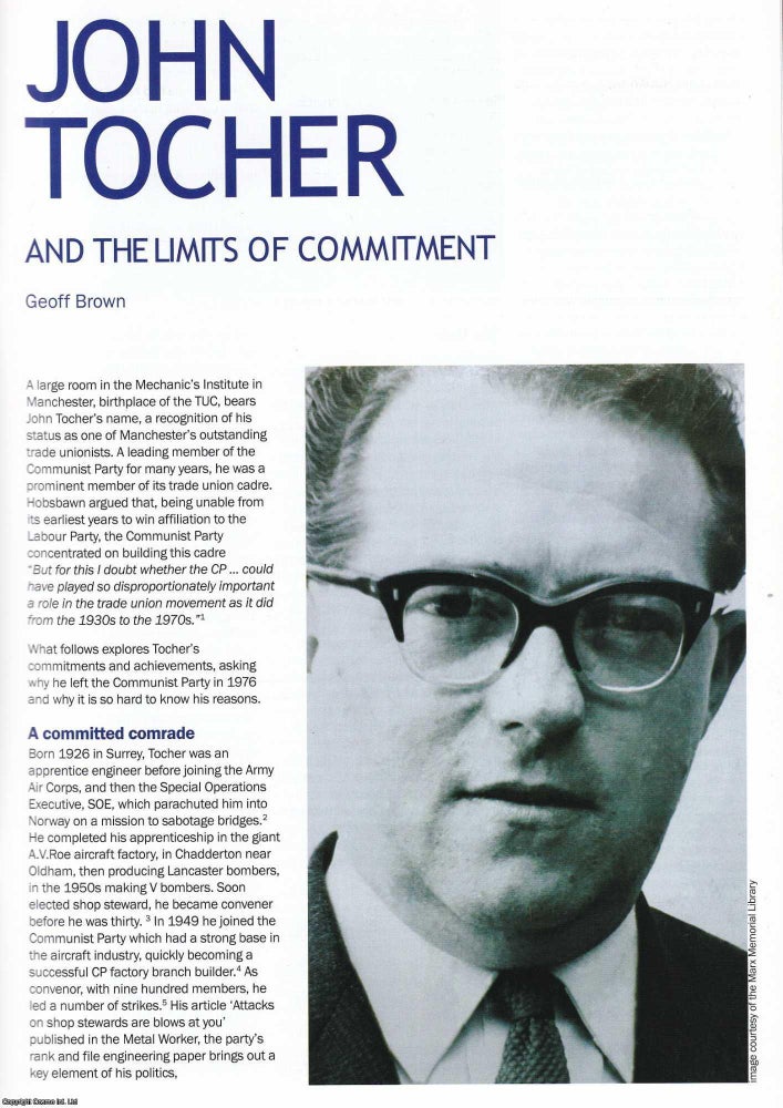 Item #423624 John Tocher and the Limits of Commitment. Why the outstanding Manchester trade...