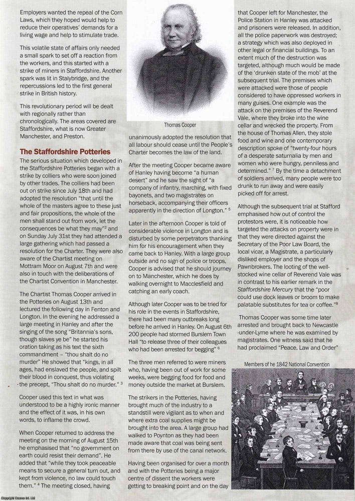 Item #423628 The General Strike of 1842. An original article from North West Labour History...