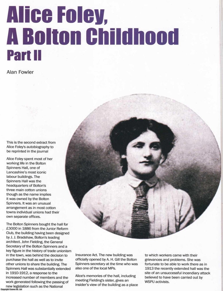 Item #423638 A Bolton Childhood' by Alice Foley. A further extract from, the autobiography...