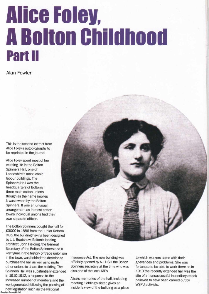 Item #423638 A Bolton Childhood' by Alice Foley. A further extract from, the autobiography...