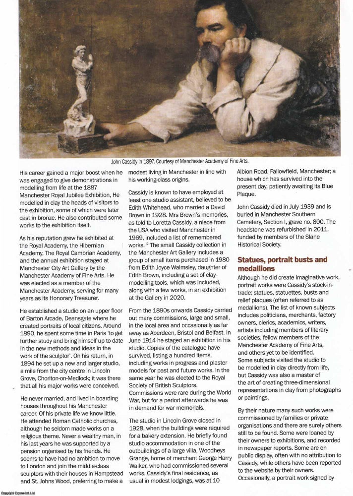 Item #423641 John Cassidy: Manchester Sculptor. An original article from North West Labour...