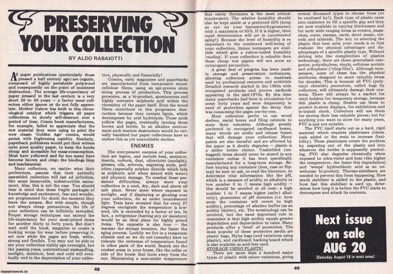 Item #500525 Preserving Your Paper Collection. This is an original article separated from an issue of The Book & Magazine Collector publication, 1984. Aldo Rabaiotti.