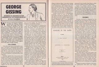 Item #500615 George Gissing, novelist. This is an original article separated from an issue of The...