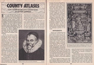 Item #500632 County Atlases : Collecting Early Examples. This is an original article separated...