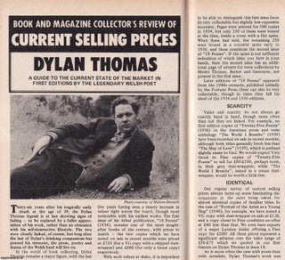 Item #501138 Dylan Thomas : His First Editions. This is an original article separated from an...
