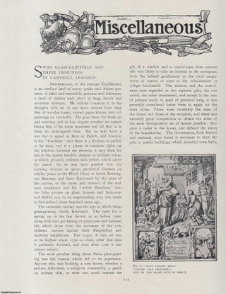 Item #501842 Swiss Glass-Paintings and Their Designers. An original article from The Connoisseur,...
